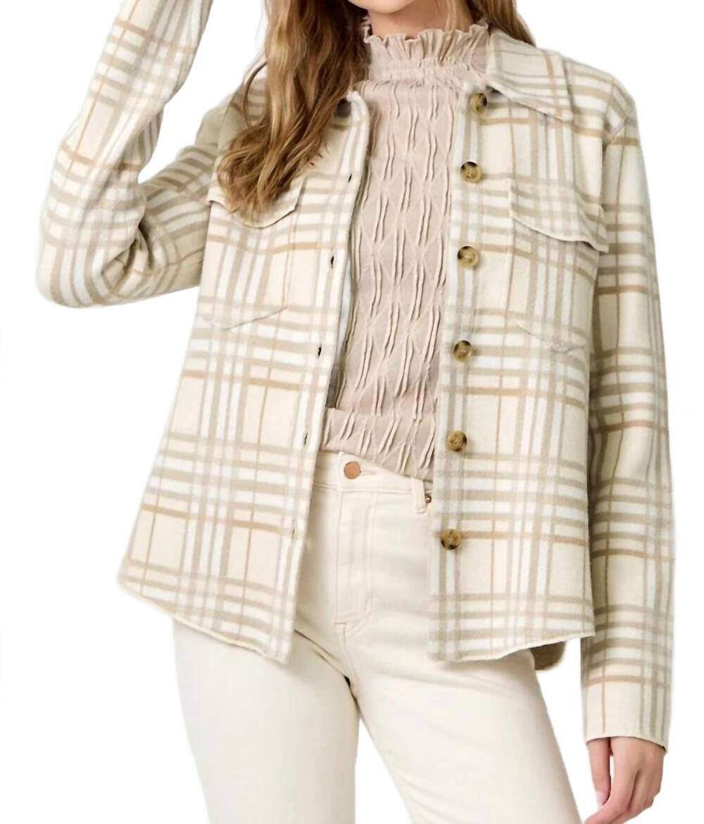 NEW MYSTREE check patterned sweater jacket in oatmeal